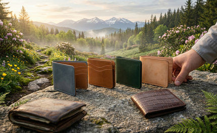 markore slim wallets presented on a stone