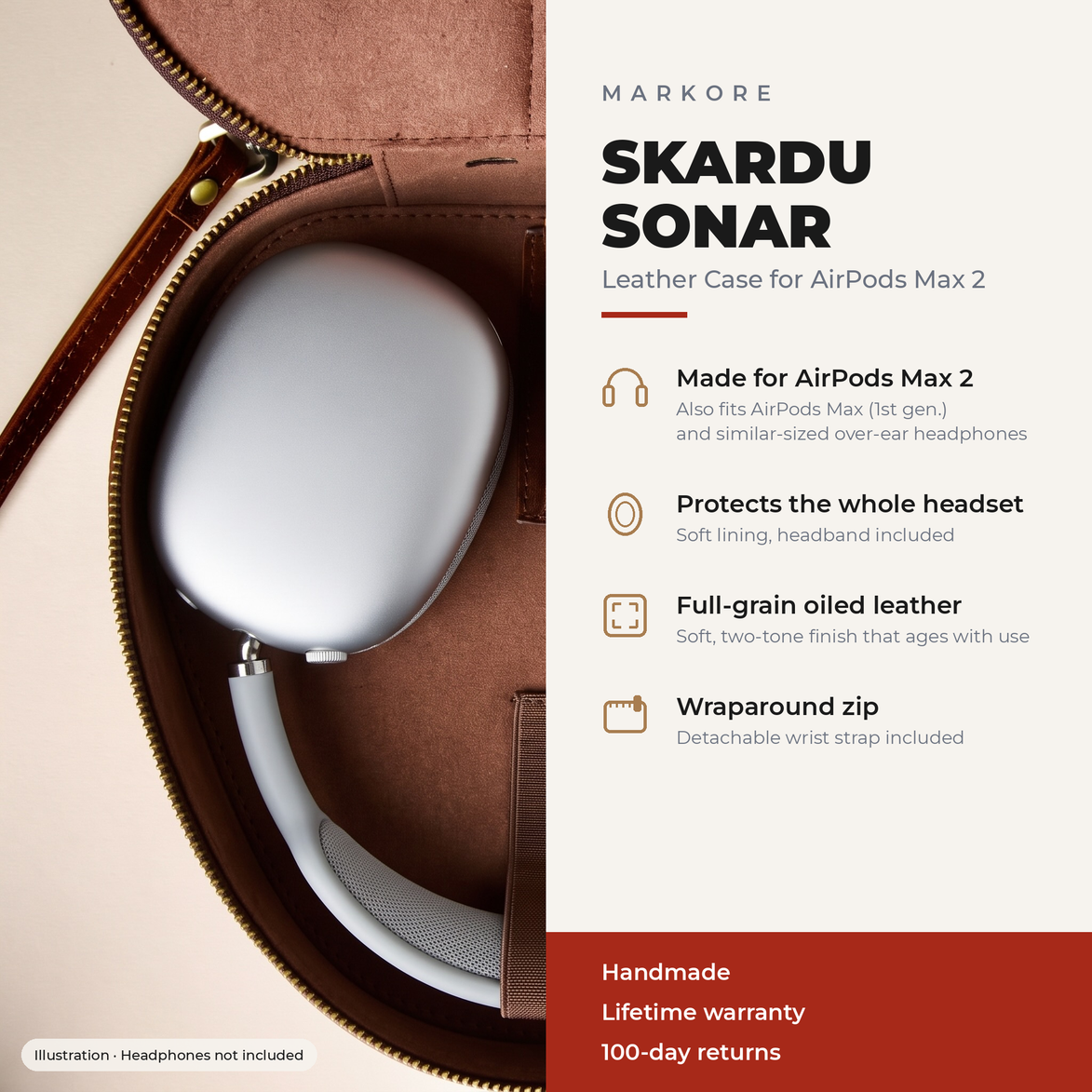 Leather Case for AirPods Max 2 | Skardu Sonar