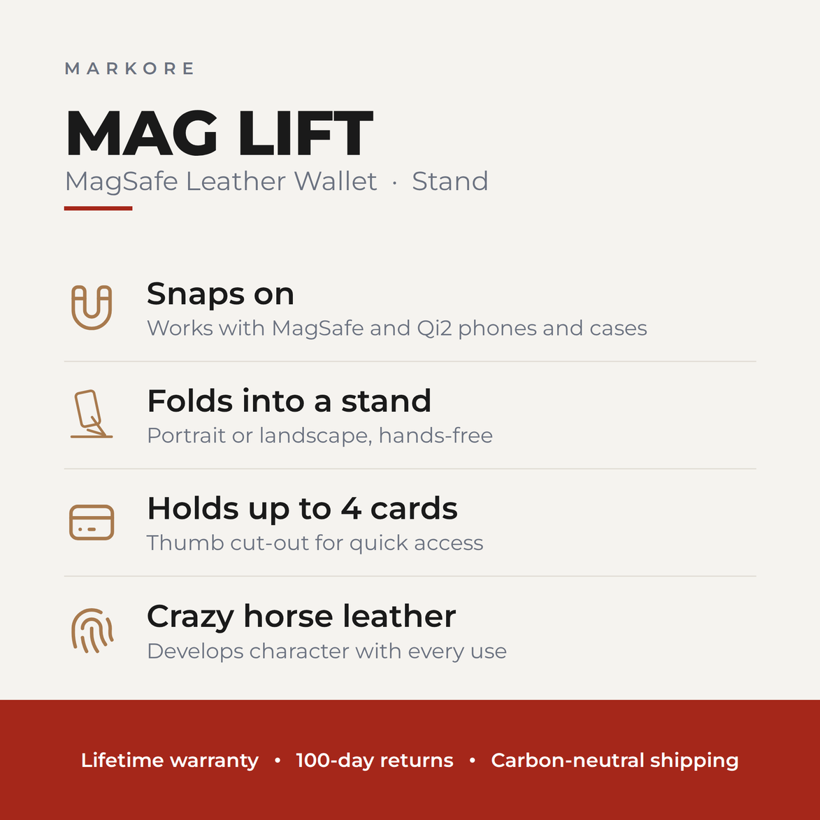 Leather MagSafe Wallet with Stand | Mag Lift