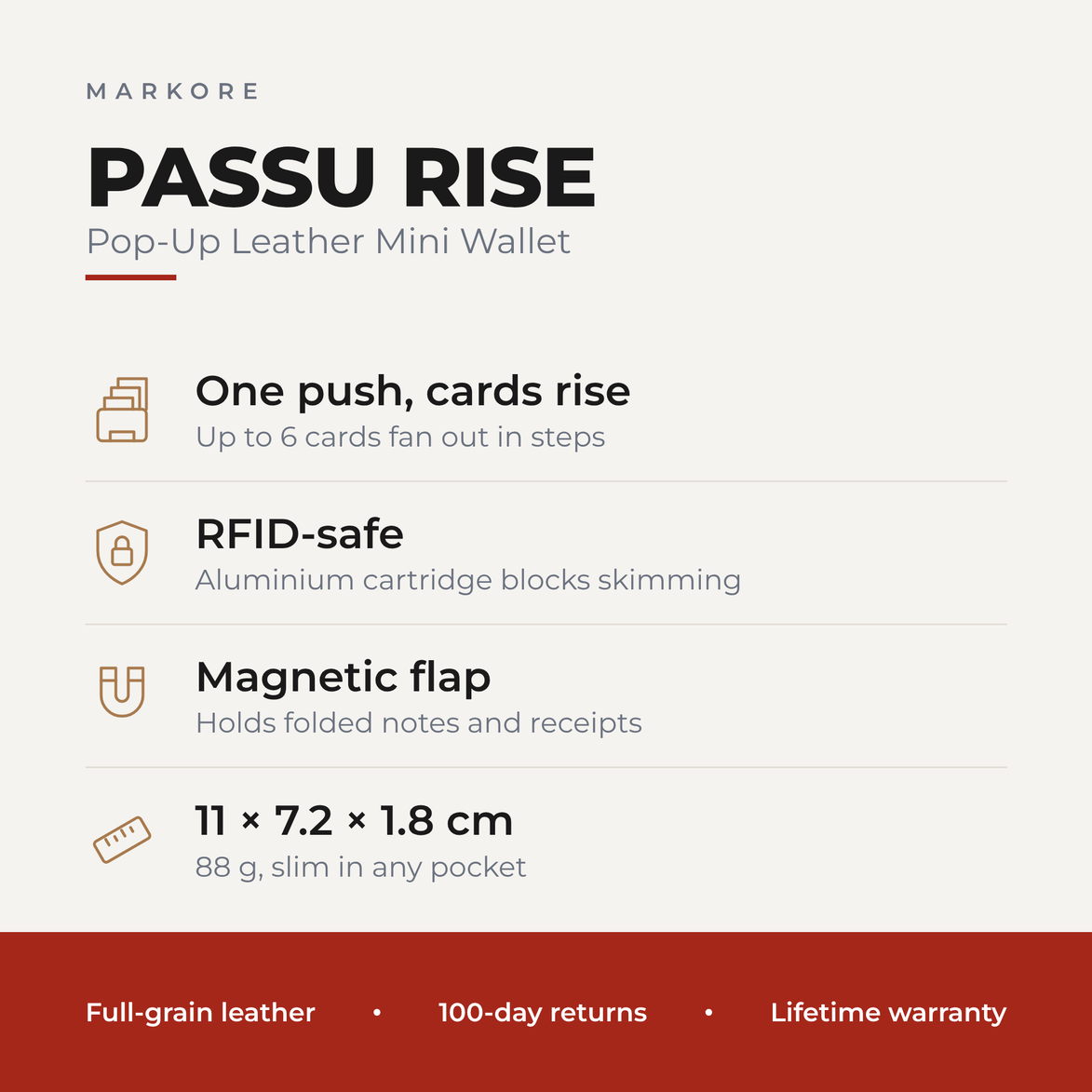 Pop-Up Leather Mini Wallet – Vintage Finish | Passu Rise