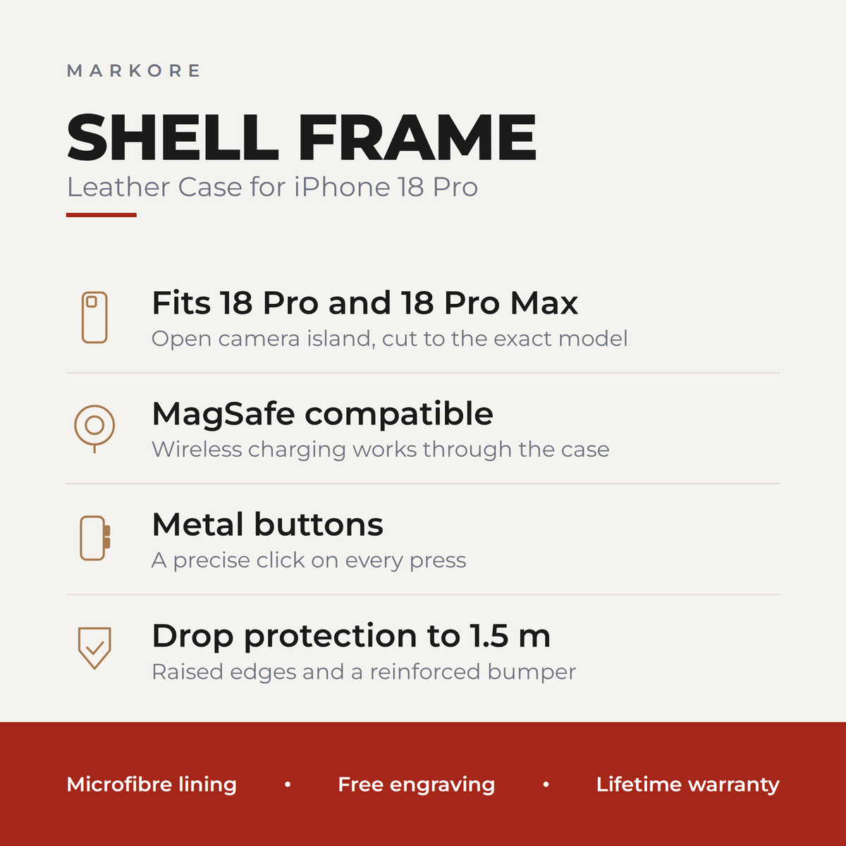iPhone 18 Pro Leather Case | Shell Frame