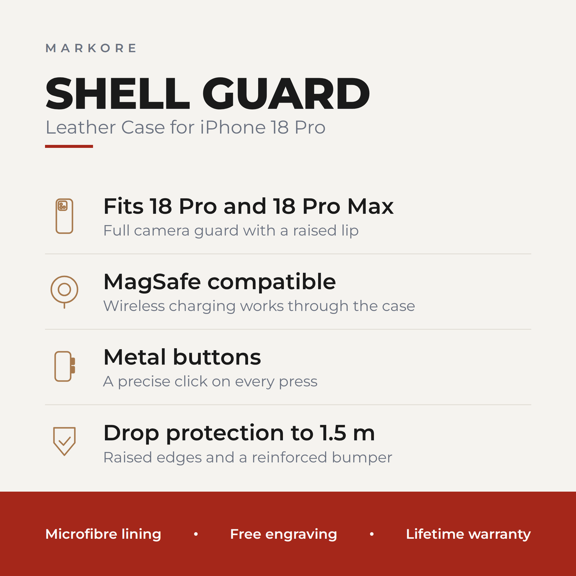 iPhone 18 Pro Leather Case | Shell Guard